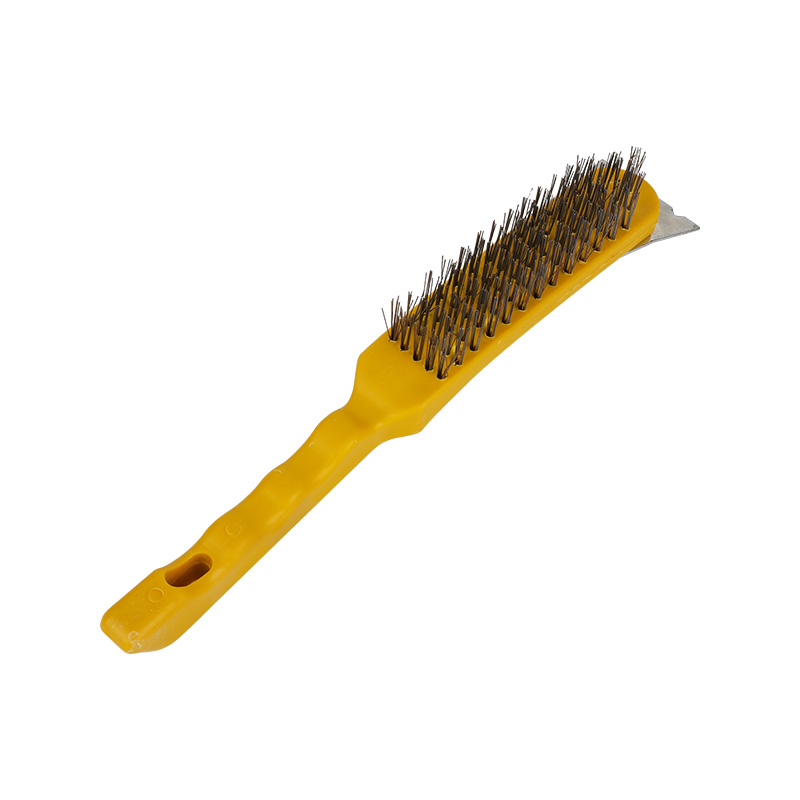 Plastic Handle Wire Brush With Scraper